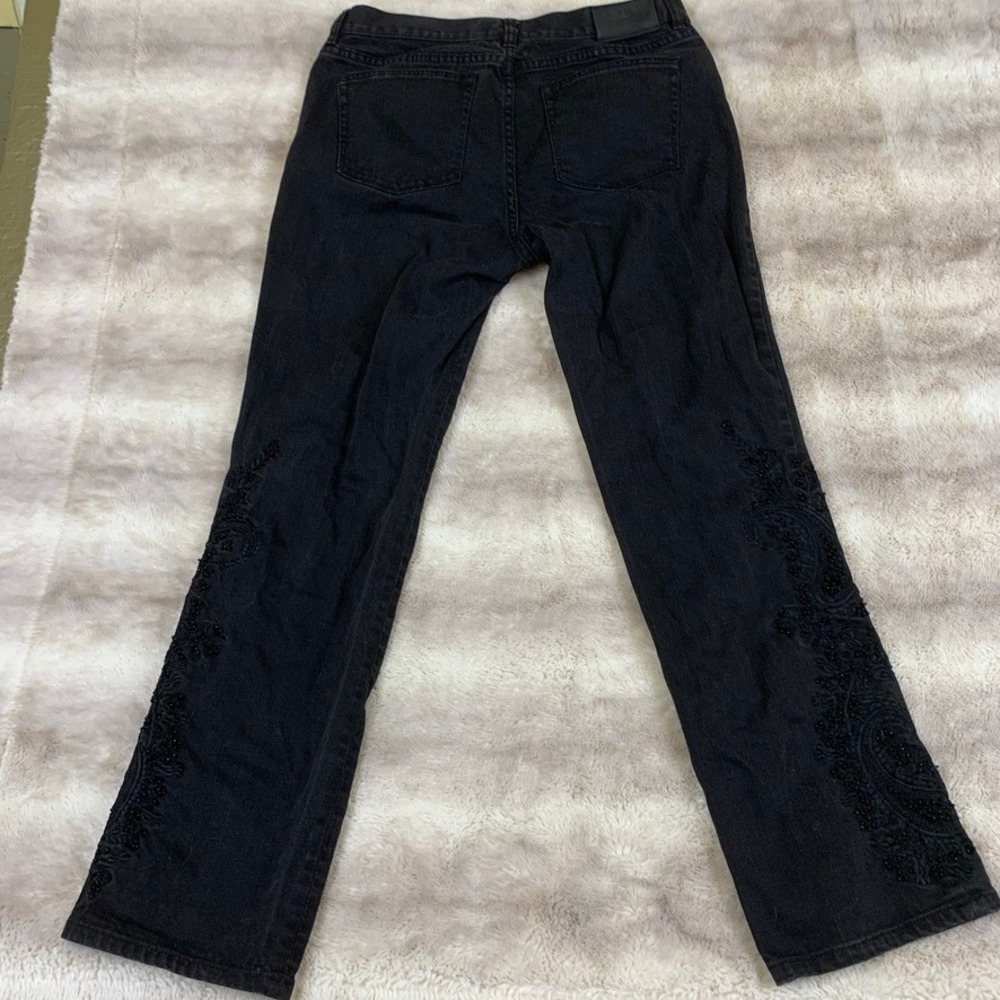 Lauren Ralph Lauren Modern Slim Black Embroidered Beaded Jeans Womens 10 - Picture 12 of 15